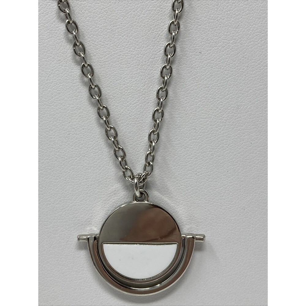 Baublebar Silver Tone Snowfall White Circle Pendant Necklace